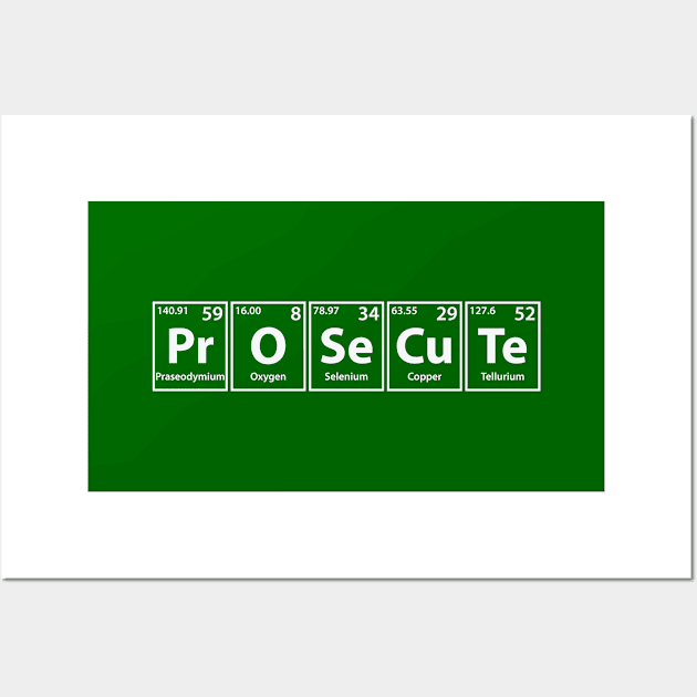 Prosecute (Pr-O-Se-Cu-Te) Periodic Elements Spelling Wall Art by cerebrands